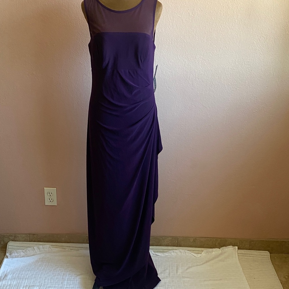 SCARLETT Sleeveless Sheer Yoke Maxi Dress in Deep Purple